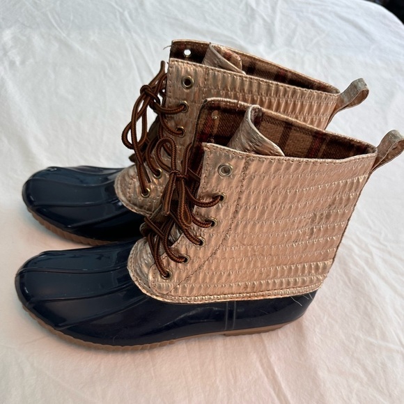 Yoki Duck Boots Navy & Gold Size 10 - Picture 3 of 12